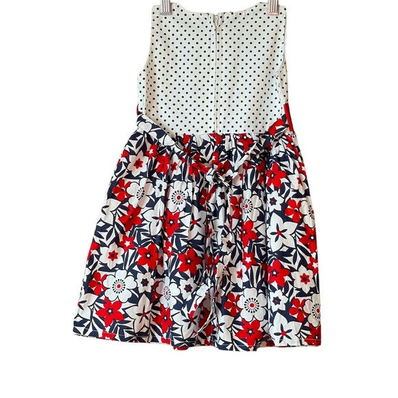 NWT Beautiful 2/3 Year Old Girls Floral Polka Dots Dress in Red, Blue and White - Picture 2 of 16